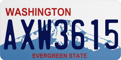 WA license plate AXW3615