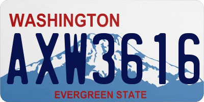 WA license plate AXW3616