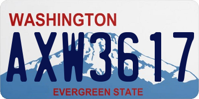 WA license plate AXW3617