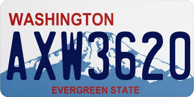WA license plate AXW3620