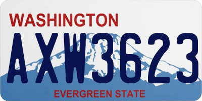 WA license plate AXW3623