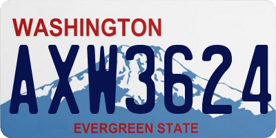 WA license plate AXW3624