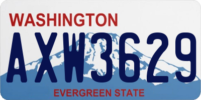 WA license plate AXW3629