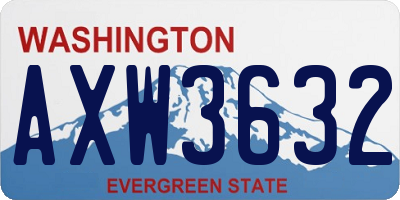 WA license plate AXW3632