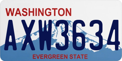 WA license plate AXW3634