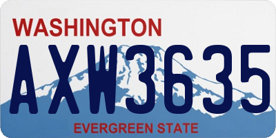 WA license plate AXW3635