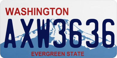 WA license plate AXW3636