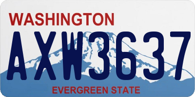 WA license plate AXW3637