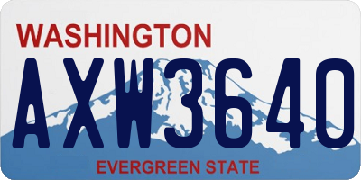 WA license plate AXW3640