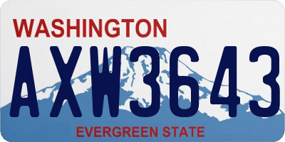WA license plate AXW3643