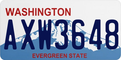 WA license plate AXW3648