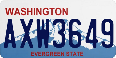WA license plate AXW3649