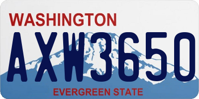 WA license plate AXW3650