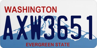 WA license plate AXW3651