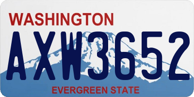 WA license plate AXW3652