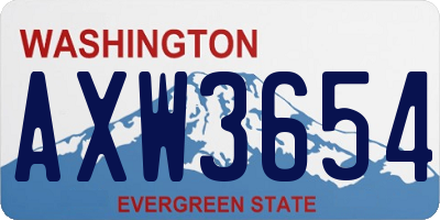 WA license plate AXW3654