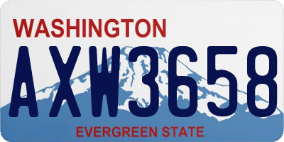 WA license plate AXW3658