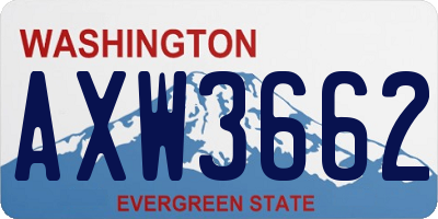 WA license plate AXW3662