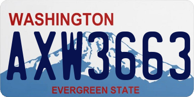 WA license plate AXW3663