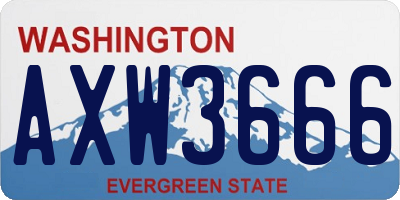 WA license plate AXW3666