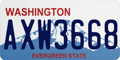 WA license plate AXW3668
