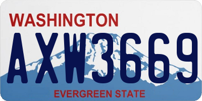 WA license plate AXW3669