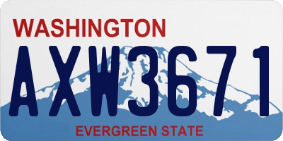 WA license plate AXW3671