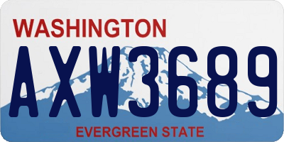WA license plate AXW3689
