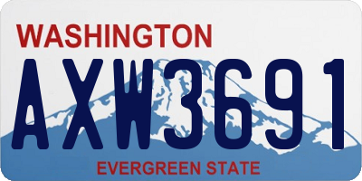 WA license plate AXW3691