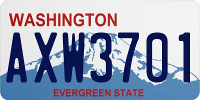 WA license plate AXW3701