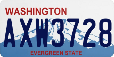 WA license plate AXW3728