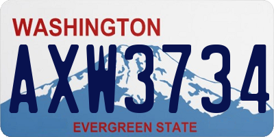 WA license plate AXW3734