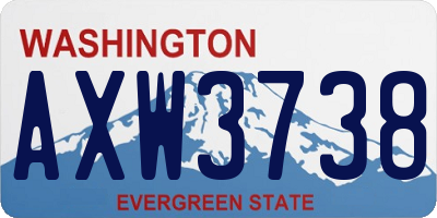 WA license plate AXW3738