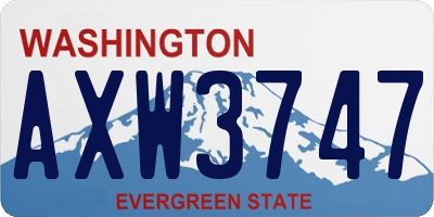 WA license plate AXW3747