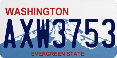 WA license plate AXW3753