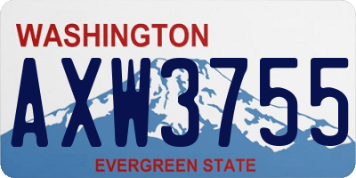 WA license plate AXW3755