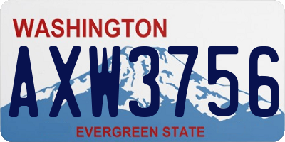WA license plate AXW3756