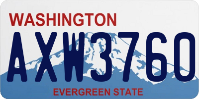 WA license plate AXW3760