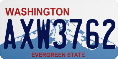 WA license plate AXW3762