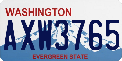 WA license plate AXW3765
