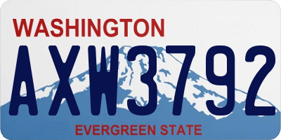 WA license plate AXW3792