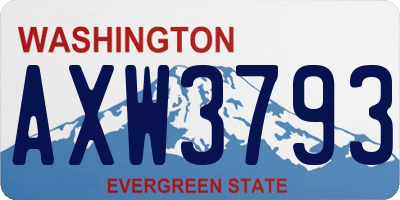 WA license plate AXW3793