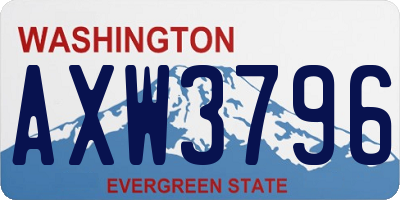WA license plate AXW3796