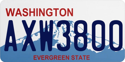 WA license plate AXW3800