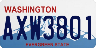 WA license plate AXW3801