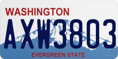 WA license plate AXW3803