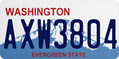 WA license plate AXW3804