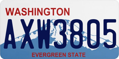 WA license plate AXW3805