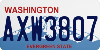 WA license plate AXW3807