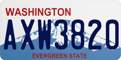 WA license plate AXW3820